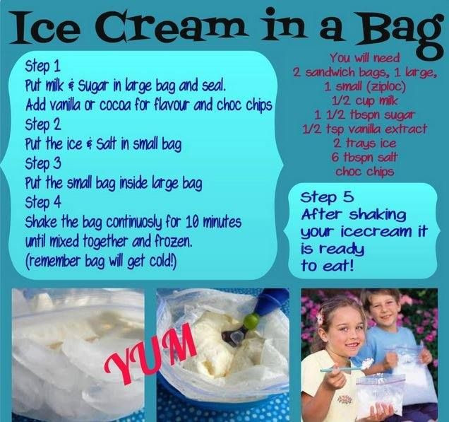 Homemade Ice Cream in a Bag. This is so much fun f...