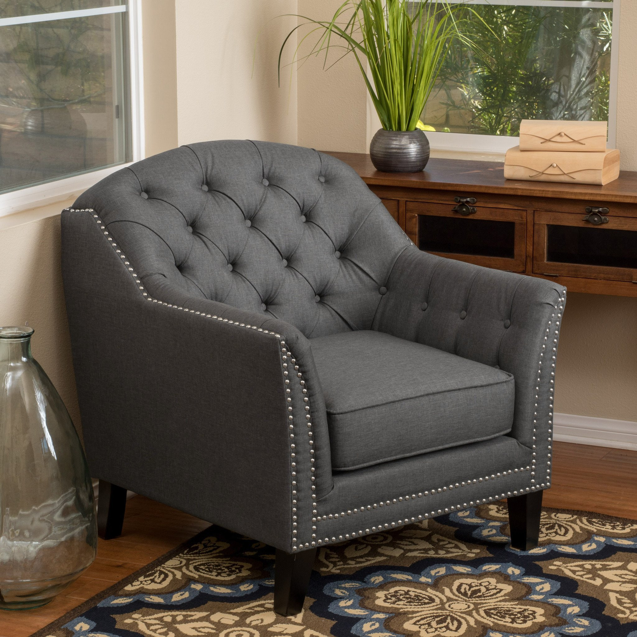 Ladera Dark Grey Fabric Club Chair