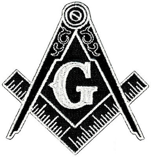 Black and white Masonic Cut Out Shaped Iron on Pat...