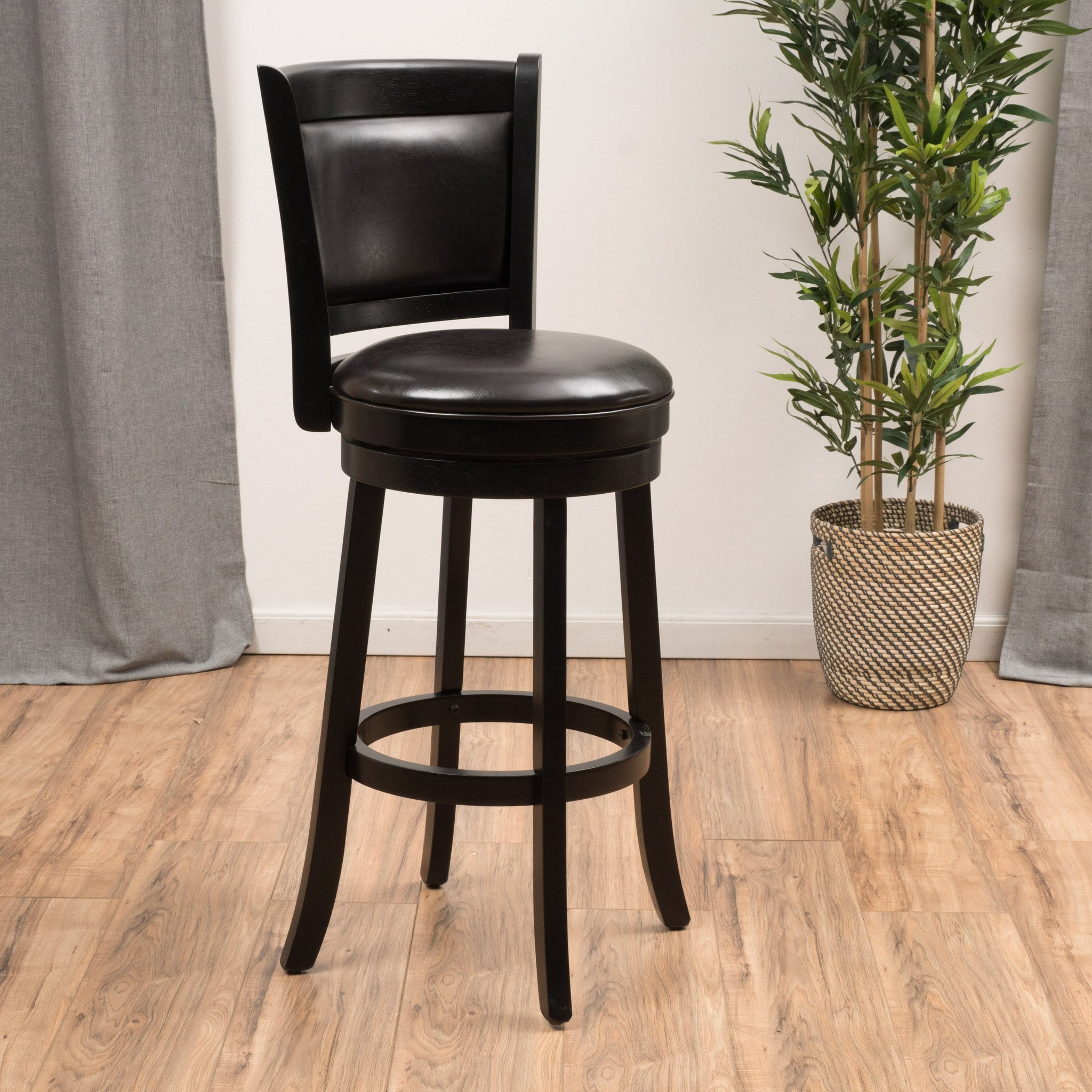 Kyle Brown Leather Swivel Backed Barstool