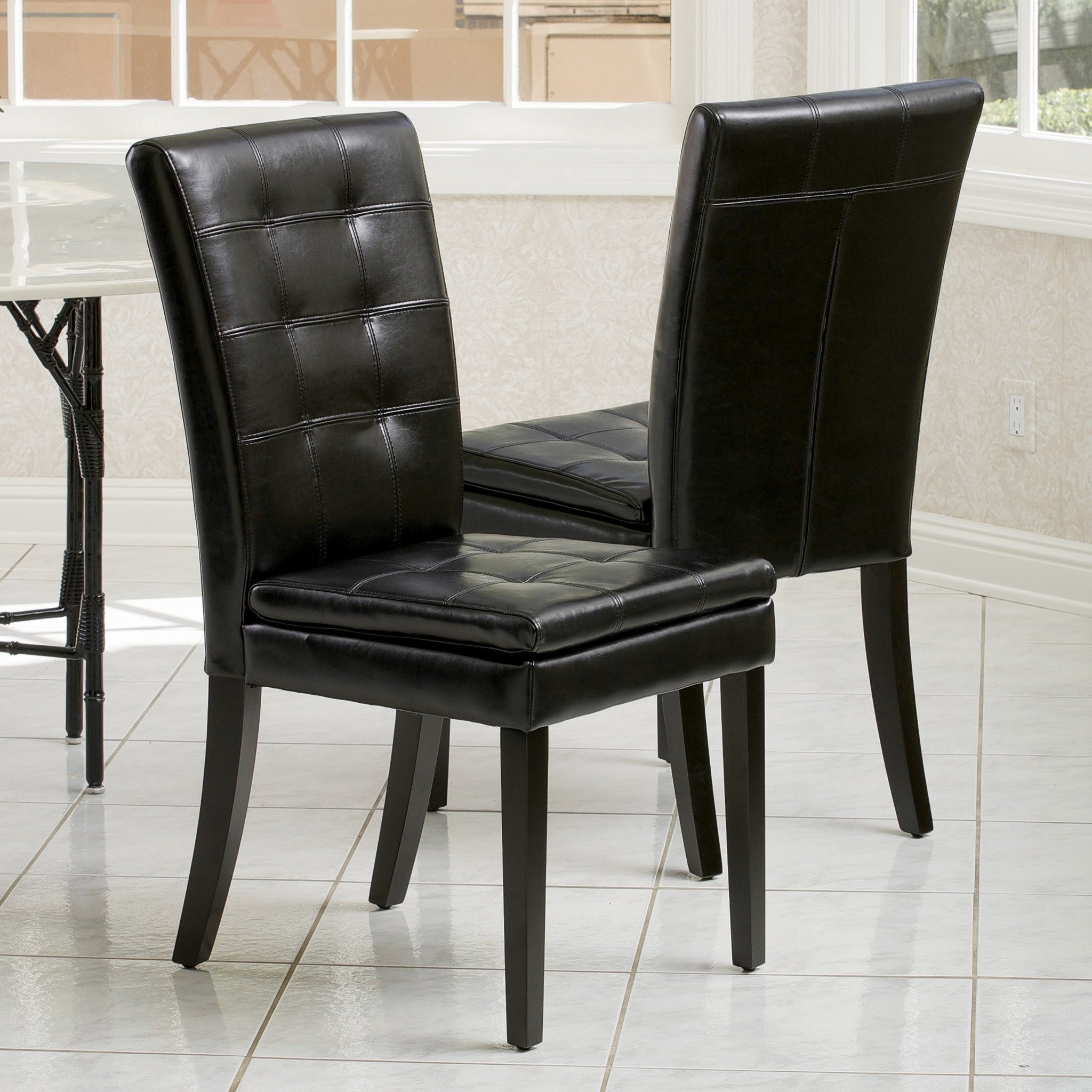 Barrington Black Leather Dining Chairs (Set of 2)