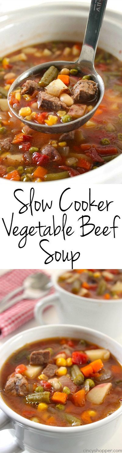 Make this Slow Cooker Vegetable Soup for dinner to...