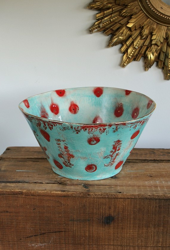 Large Ceramic Gypsy Queen Serving Bowl from HappyC...