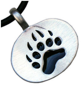 Bear Pride Oval Pendant - Gay Pride Pewter Necklac...