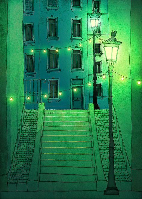 Marche de nuit - Illustration de Paris Montmartre...