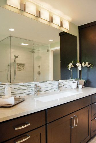 one sink, two faucets, and lighting fixture design...