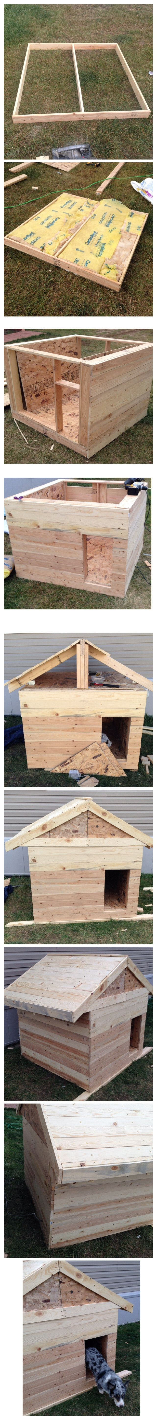 Building a heated and insulated dog house with min...