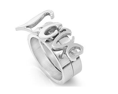 Womens Love Ring 3D (14mm) - 2-in-1 Top Quality St...
