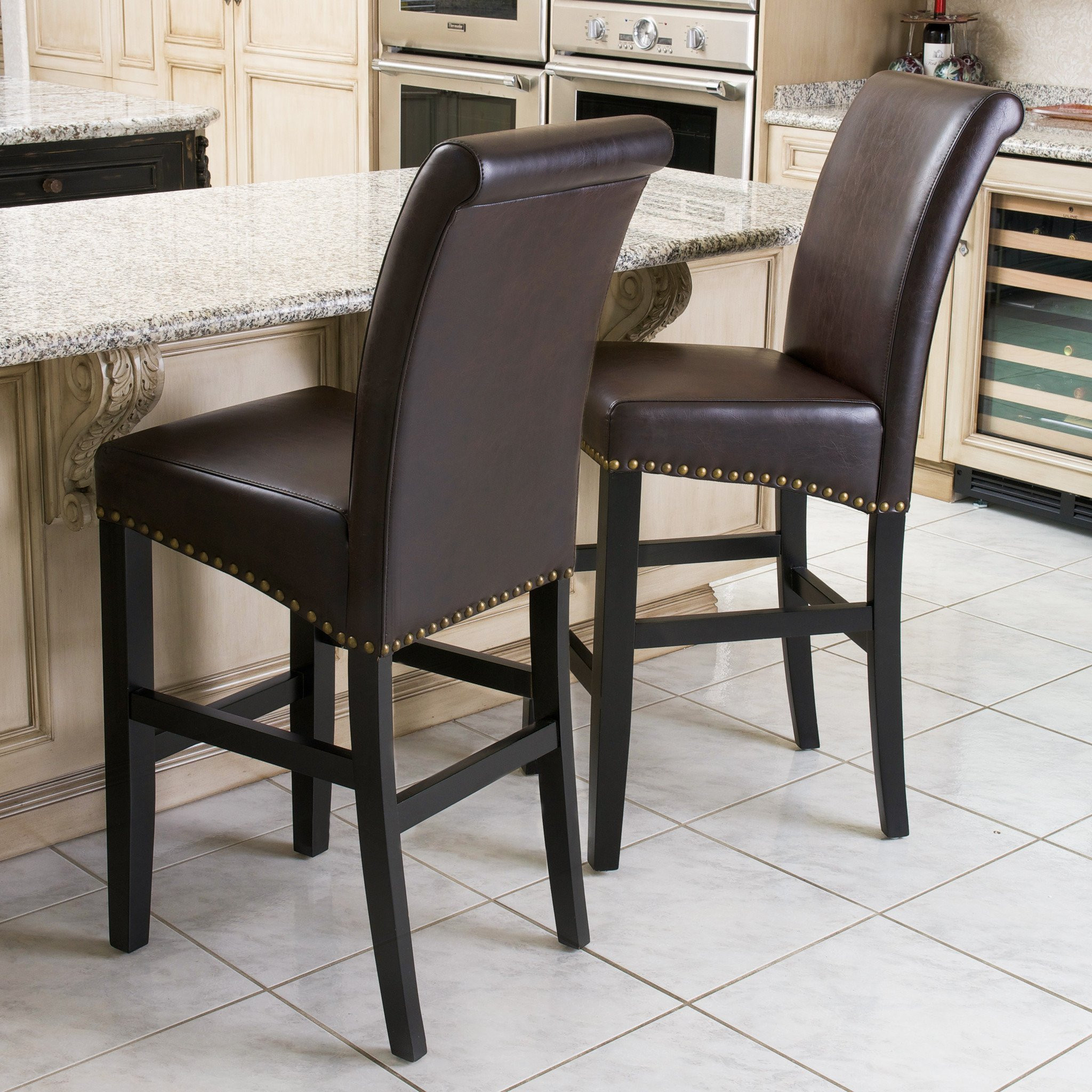 Clifton Brown Leather Bar Stool (Set of 2)