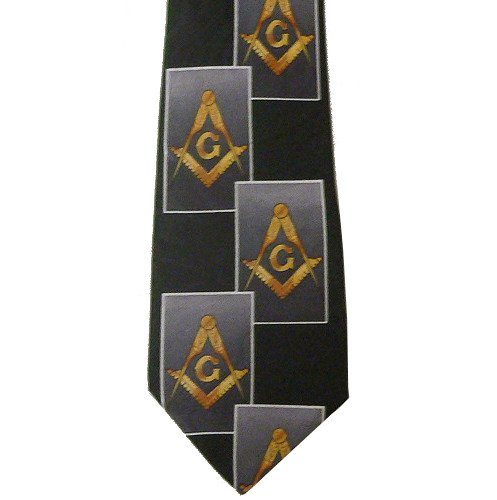 Masonic Neck Tie - Black and Gray Polyester long t...