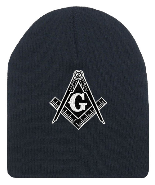 Masonic Hat Winter - Black Beanie Cap - Black and...