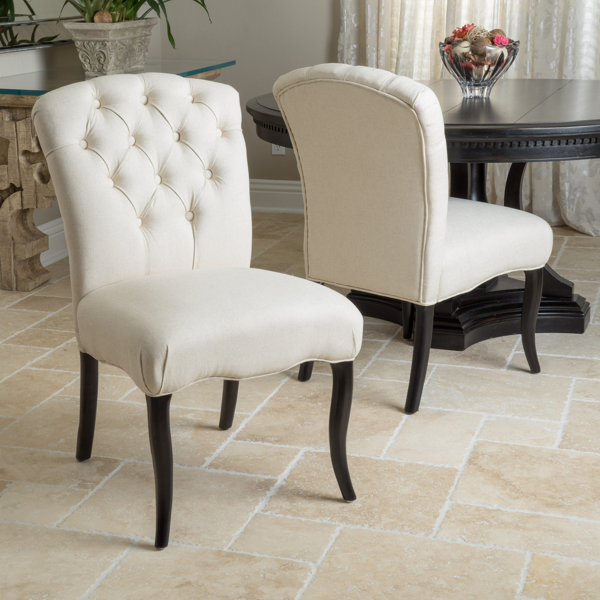 Jaelynn Linen Colored Fabric Dining Chairs (Set of...