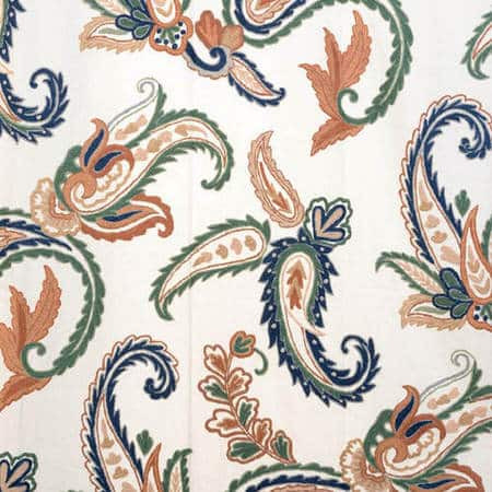 Laurel Embroidered Cotton Crewel Fabric