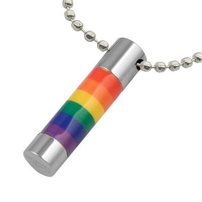 Rainbow Enamel Cylinder Pendant - Gay and Lesbian...