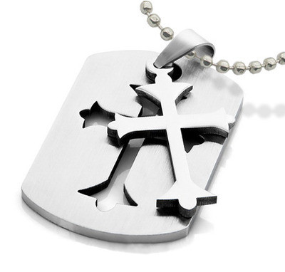 Embedded Celtic Cross Dog Tag - Gothic / Christian...