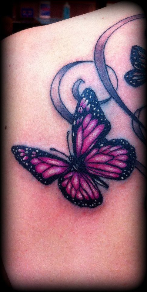 Pink Butterfly tattoo by CalebSlabzzzGraham on Dev...