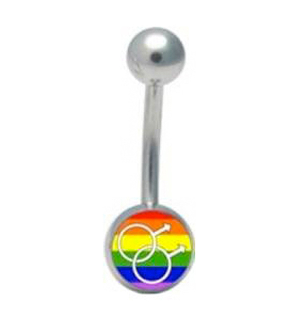Rainbow Male Gay Pride Navel / Belly Ring (Gay Bod...