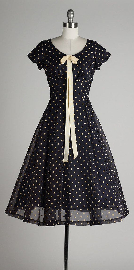 vintage 1950s dress . navy blue chiffon . by mills...
