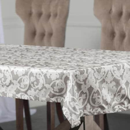 Rococo Grey Designer Faux Silk Taffeta Table Cloth