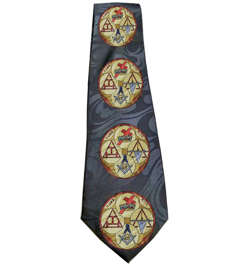 Masonic Neck Tie - Black Background Polyester long...