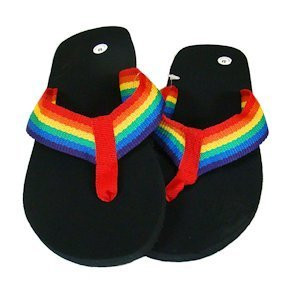Rainbow Center Flip Flops - Sandals w/ Black Soles...