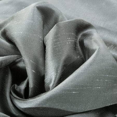 Storm Grey Textured Vintage Faux Dupioni Silk Fabr...