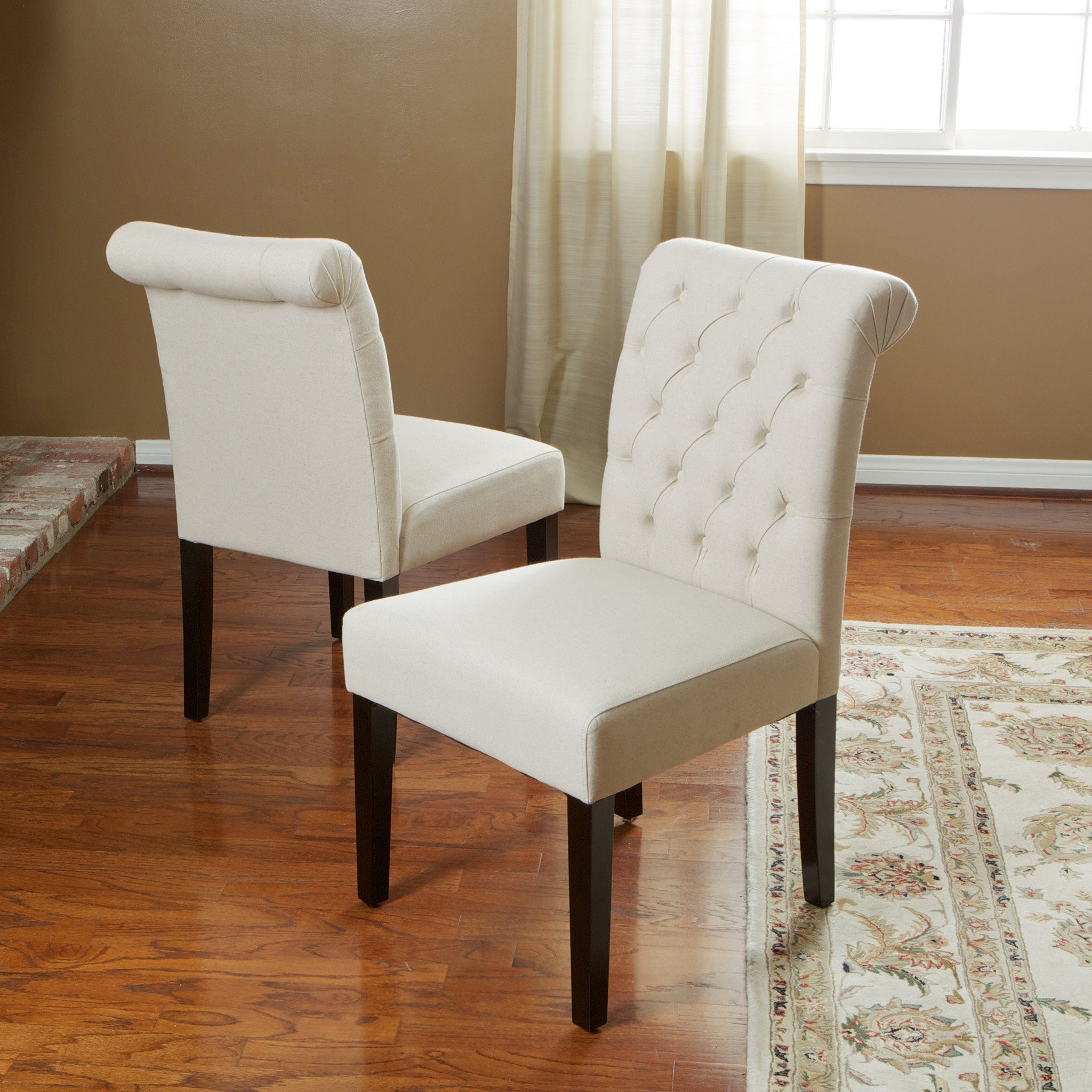 Elmerson Tufted Ivory Fabric Dining Chair (Set of...