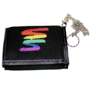 Black with Rainbow Squiggle Pride Velcro Wallet w/...