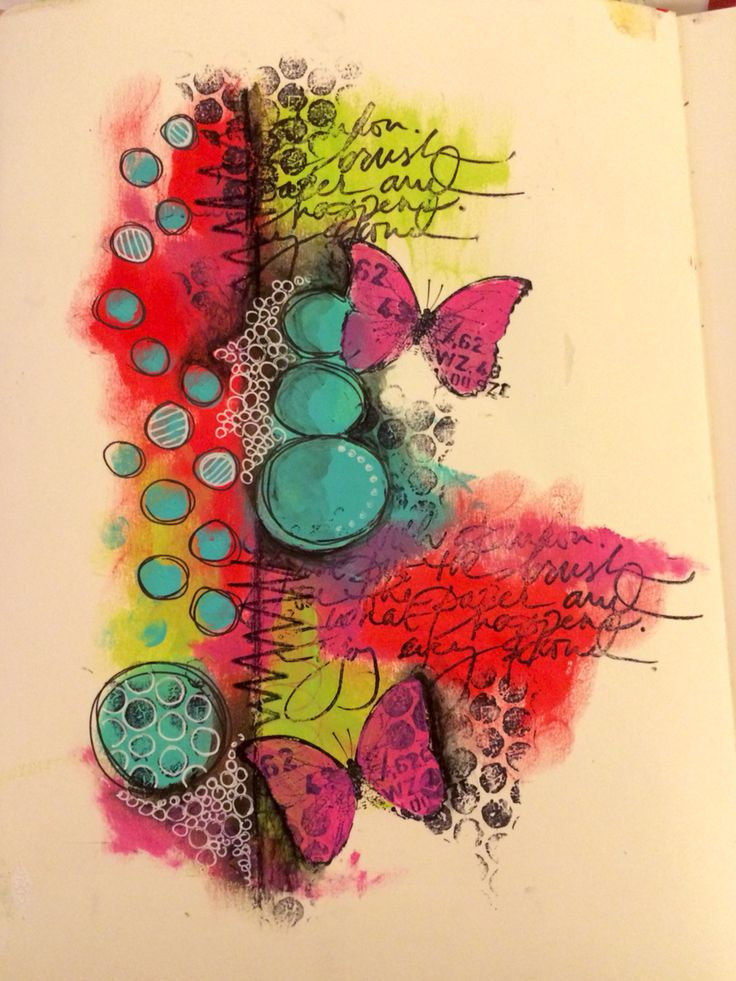Quick art journal page using Dina Wakley paints (b...