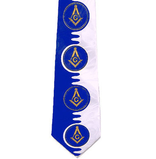 Tie for Free Mason Member - Navy Blue and White Po...