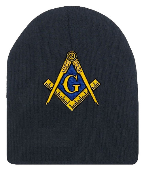 Masonic Hat Winter - Black Beanie Cap - Golden Com...