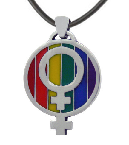 LGBT Over and Under Rainbow Lesbian Pride Pendant...