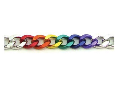 Thin Rainbow Steel 8" Linkage Bracelet - LGBT...