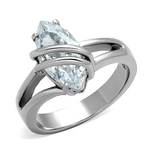 Steel Entangle Wire - CZ Stone Ring - Stainless St...