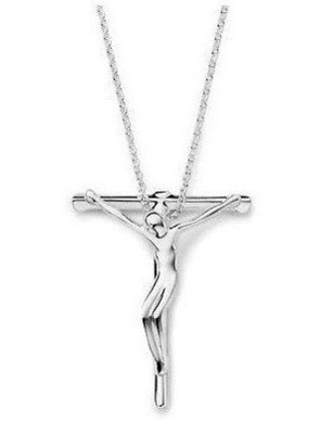 Body of Christ Crucifix Cross Pendant - .925 Silve...