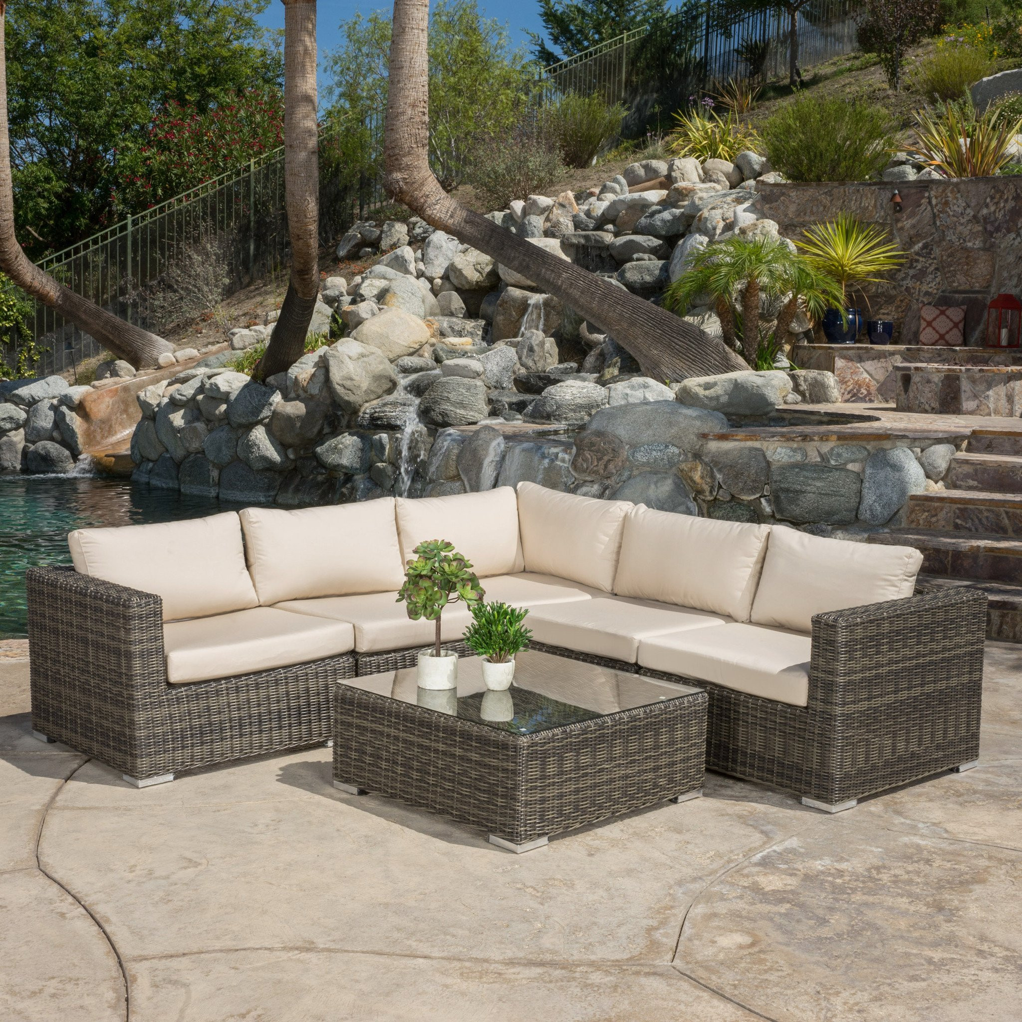 Francisco Outdoor 6-piece Wicker Seating Sectional...
