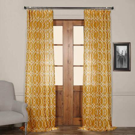 Tava Yellow Printed Sheer Curtain