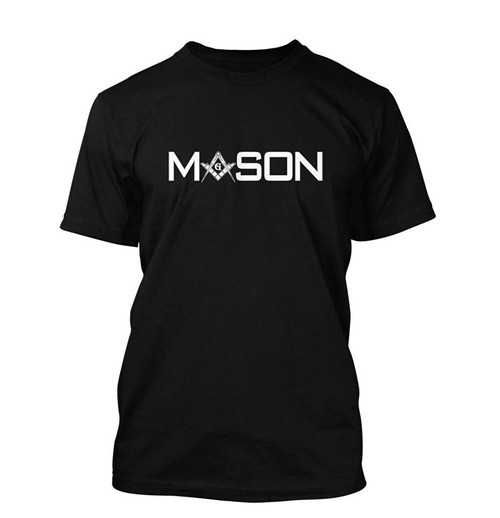 Black Masonic T-Shirt For Freemasons - Bold White...