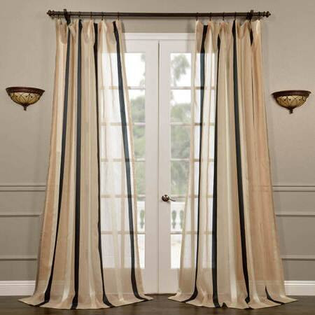 Carlton Natural Linen Blend Stripe Sheer Curtain