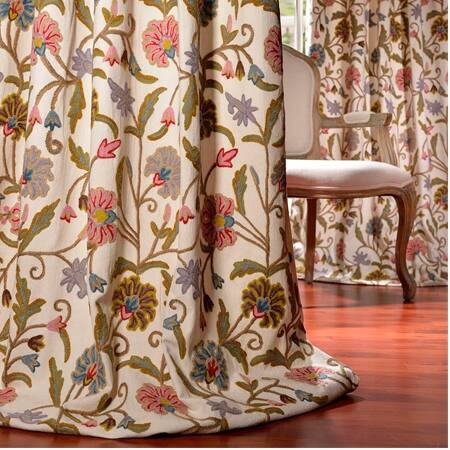 Marlow Embroidered Cotton Crewel Curtain