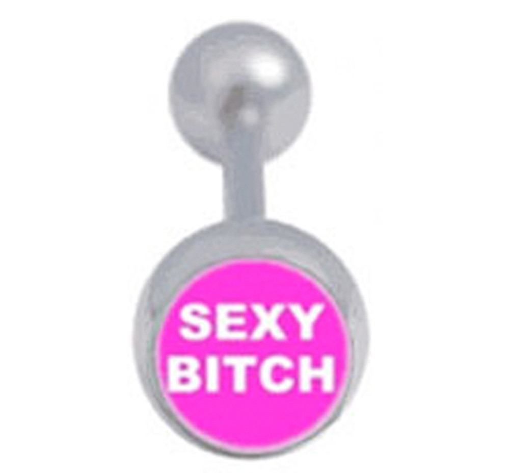Sexy Bitch Pink Tongue Ring (Body Jewelry)