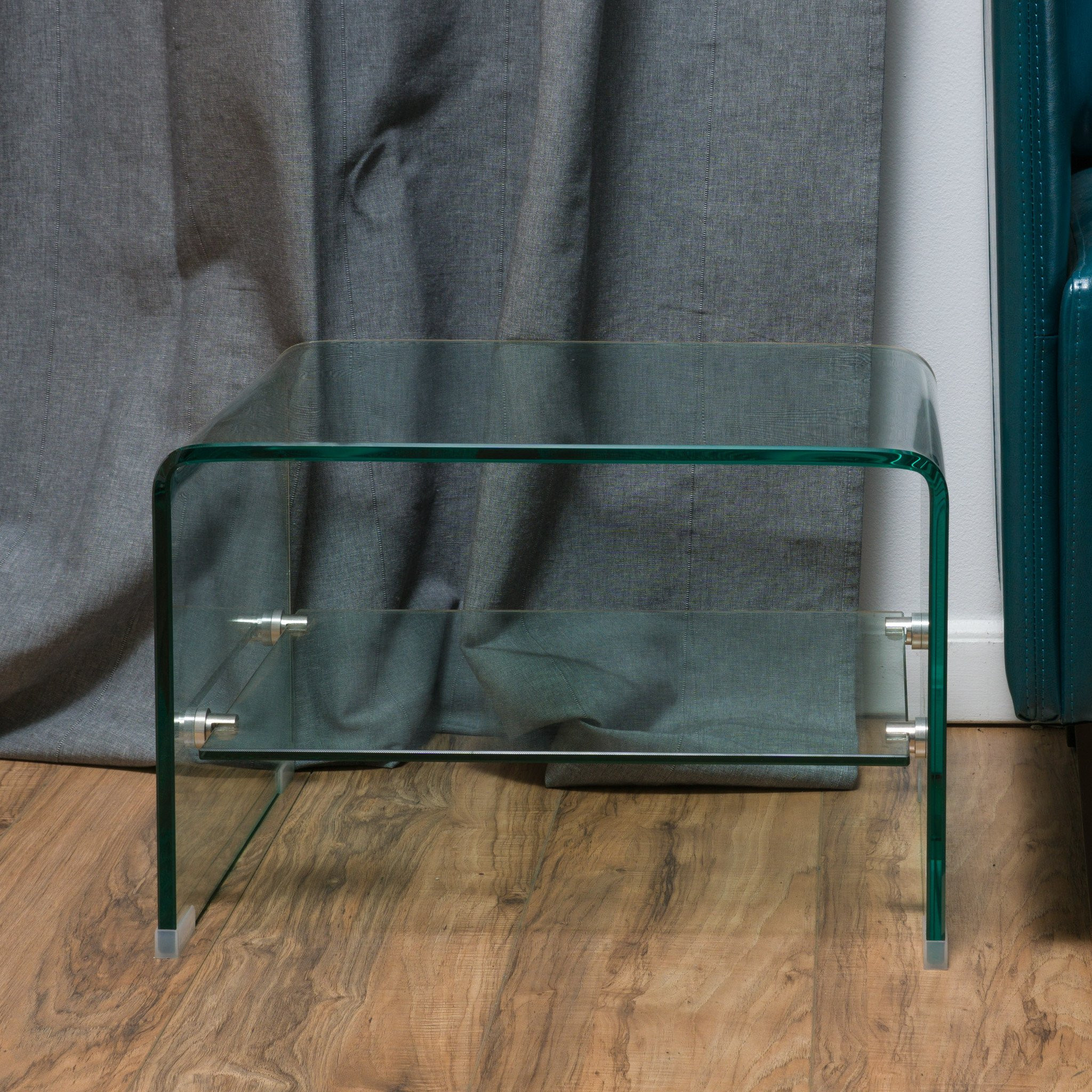 Classon Transparent Glass End Table with Shelf
