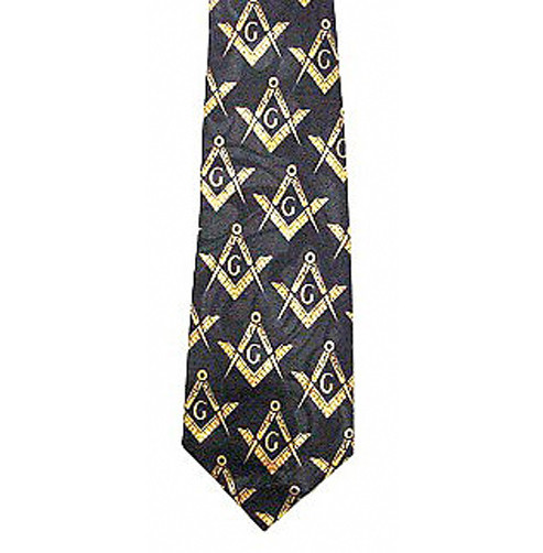 Masonic Neck Tie - Black and Yellow Polyester long...