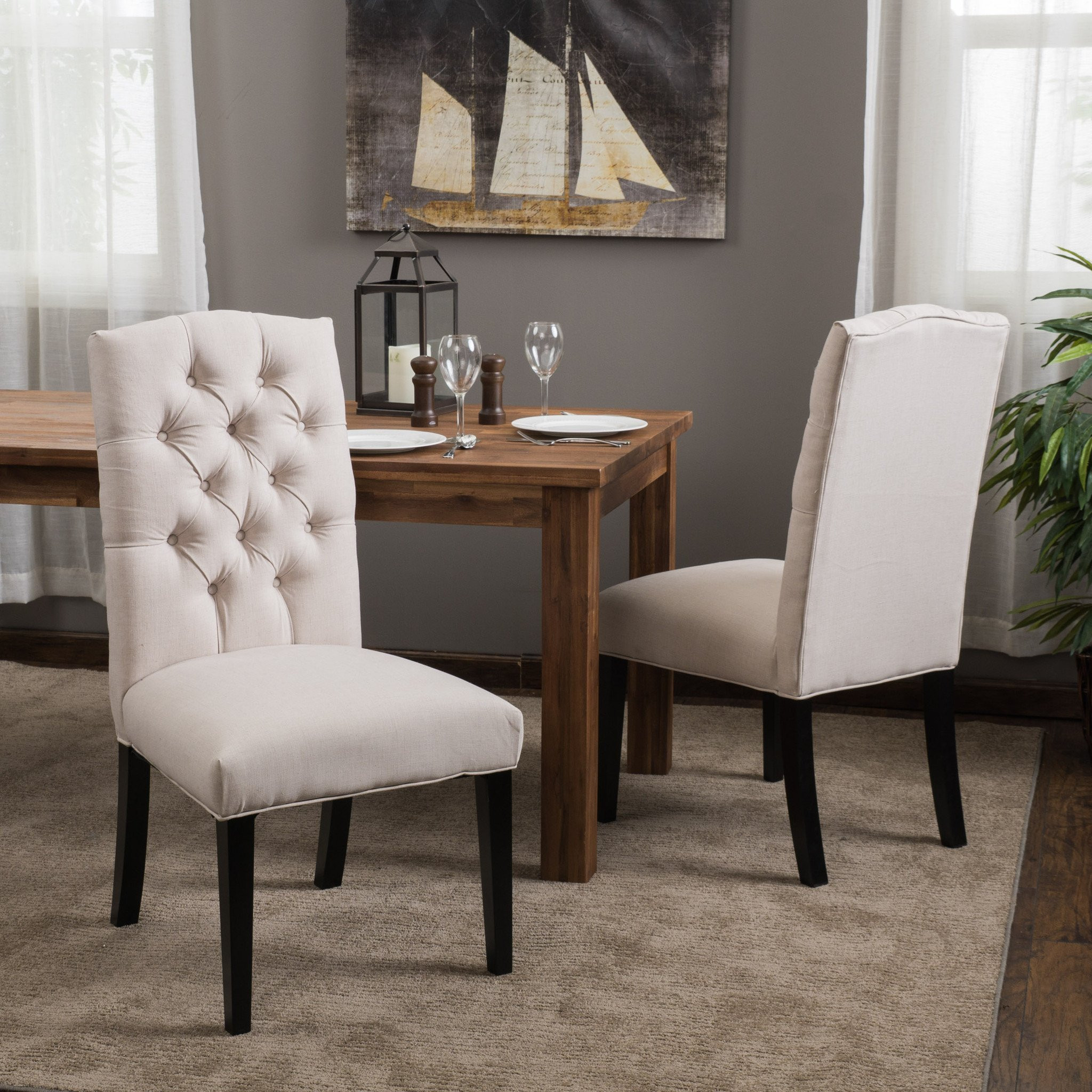 Clark Natural Fabric Dining Chair (Set of 2)