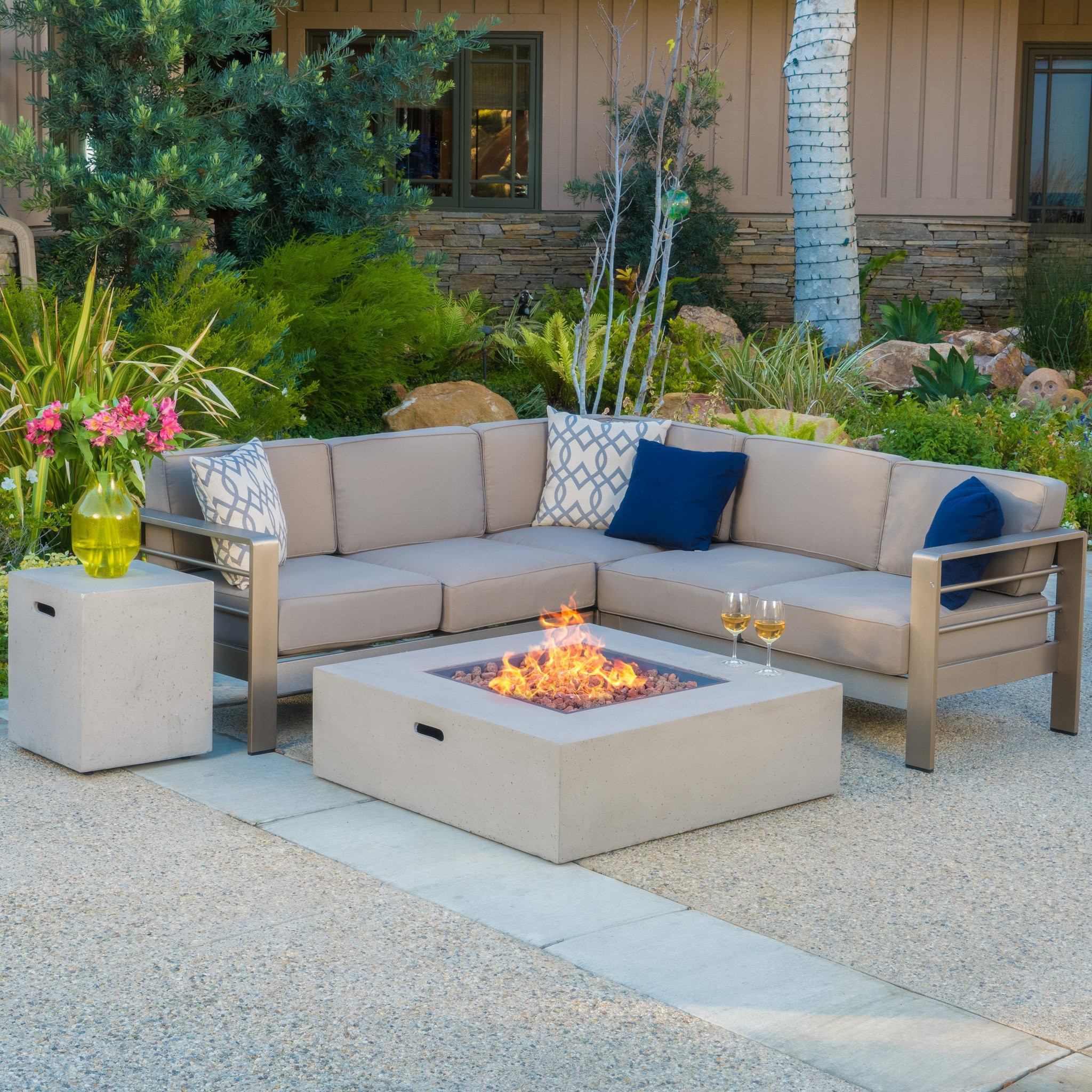 Crested Bay Outdoor Fire Table Sofa Set