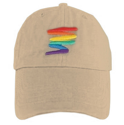 Tan Baseball Cap with Gay Rainbow Squiggle - LGBT...