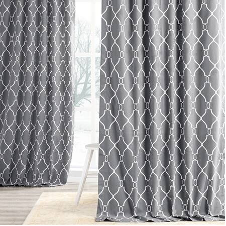 Aiden Gray Printed Cotton Curtain
