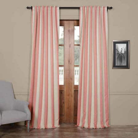 Blush & Cream Striped Blackout Curtain