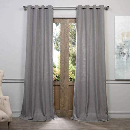 Pewter Grey Grommet Heavy Faux Linen Curtain