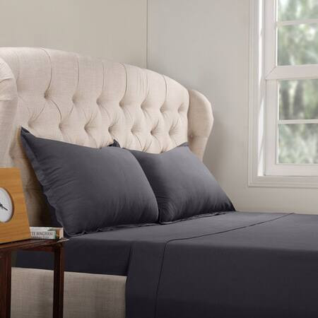 Cotton Dark Grey Bed Sheet Set